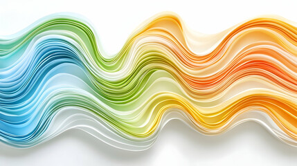 Fototapeta premium Colorful paper wave abstract design, vibrant gradient, white background, flowing texture, website banner