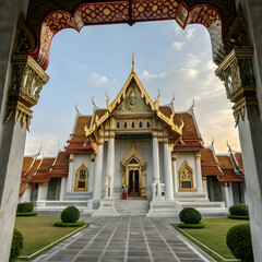 Fototapeta premium Wat Benchamabophit, also known as the Marble Temple in Bangkok, Thailand,