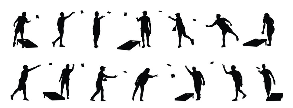 Cornhole silhouette vector set