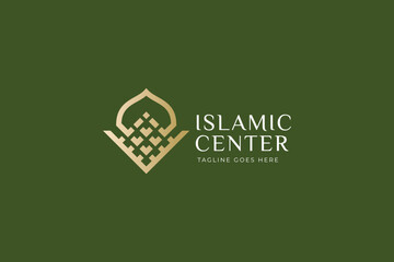 Elegant and Ornate Islamic Logo Design Featuring Arabic Calligraphy and Geometric Elements