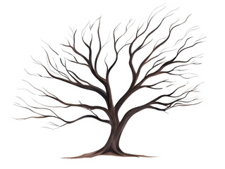 Fototapeta premium leafless tree with intricate branches on transparency background