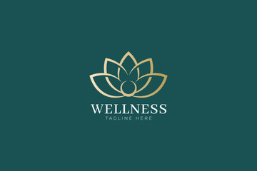 Elegant Wellness Logo Featuring a Lotus Flower Design for Spa and Health Branding
