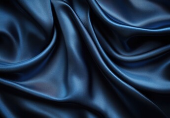 Fototapeta premium Deep Blue Satin Fabric Draped Elegantly with Soft Texture and Subtle Gloss Enhancing the Visual Appeal for Fashion and Background Design Purposes
