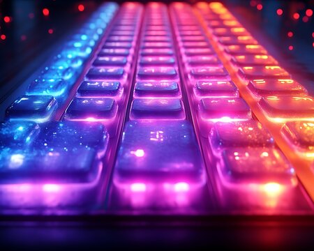 Lit keyboard glows, red/blue gradient