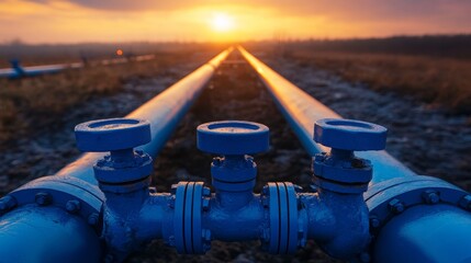 Industrial pipeline against the sunrise