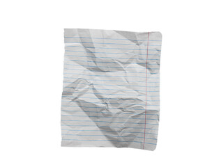 Wrinkled or crumpled lined white paper texture used as a white paper background texture in a design.