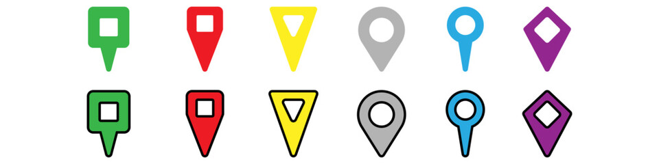 Location vector icon set. Pin icon. Map pin illustration sign collection. point symbol. Position log