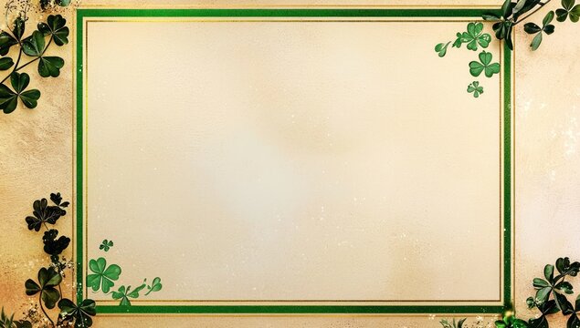 Shamrock themed gold invitation with green accents for St. Patrick's Day marketing campaigns.