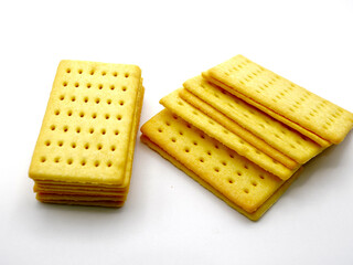 Crispy biscuits against clean white background
