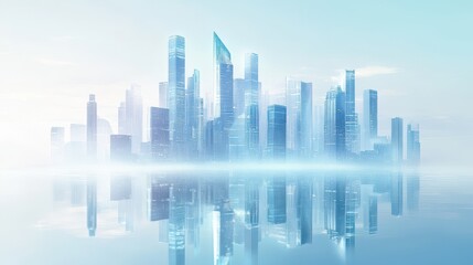 Fototapeta premium Modern Cityscape with tall buildings reflected in the water surface