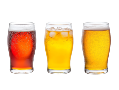 Three golden beer glasses, a refreshing toast to celebration and happy hour gatherings