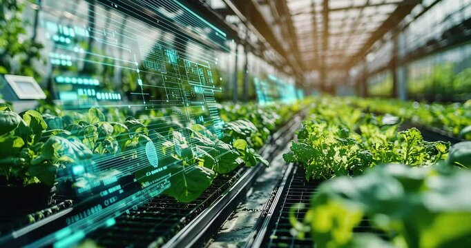 Advanced Agricultural Technology in a Modern Greenhouse