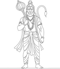 Line Art of Lord Hanuman