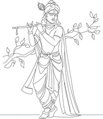 Line Art of Lord Krishna