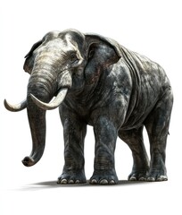 Obraz premium Majestic Asian elephant, standing, white background, wildlife