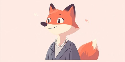 Obraz premium fox in gray blazer elegant office fashion digital art