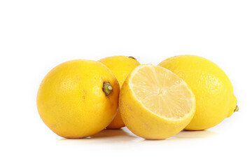 Yellow lemon isolated on a white background