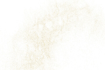 Gold texture pattern on transparent background. Old paper surface. Light golden confetti. Yellow Illustration backdrop. PNG design element.
