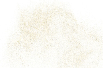 Gold texture pattern on transparent background. Old paper surface. Light golden confetti. Yellow Illustration backdrop. PNG design element.