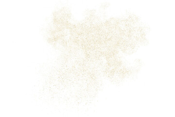 Gold texture pattern on transparent background. Old paper surface. Light golden confetti. Yellow Illustration backdrop. PNG design element.