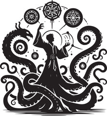 Kraken summoner vector illustration