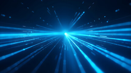 Obraz premium Abstract Blue Light Streaks Background - Futuristic Technology Data Stream - Speed of Light Trails - Digital Network Connection - High Speed Data Transfer Concept