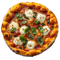 Top view of Margherita Italian pizza 