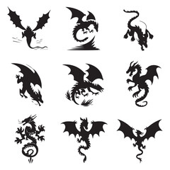 silhouette of a dragon dragon black and white Silhouettes.