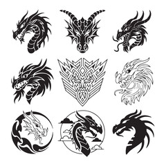 head of dragon line icon  dragon head vector illustration line art black and white. woodcut style Dragon head Dragon head