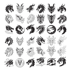 head of dragon line icon  dragon head vector illustration line art black and white. woodcut style Dragon head Dragon head