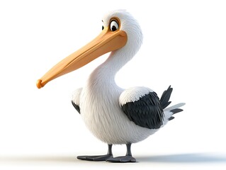 Obraz premium Playful pelican animation in bright studio environment fun character design