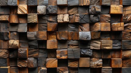 Fototapeta premium Wooden square wall art panels, textured, interior design, background