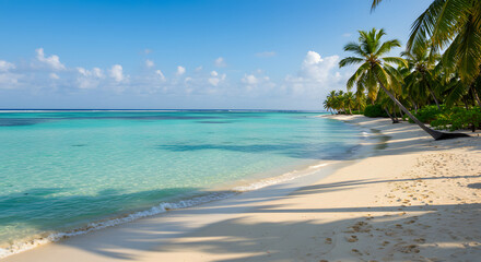Fototapeta premium tropical beach with coconut palm trees