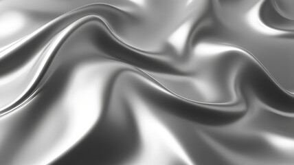 Fototapeta premium Luxury Silver Fabric Waves, Elegant Silky Textile Background