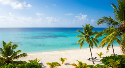 tropical beach with palm trees