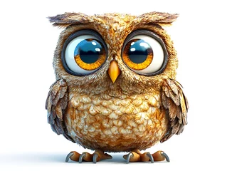 Fototapete Charming animated owl character digital art whimsical environment close-up © pongtap