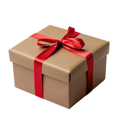 Fototapeta premium Wrapped gift box with a bright red ribbon Perfect for holidays birthdays anniversaries or any special occasion Surprise and delight!