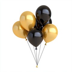 Festive bunch of colorful balloons floating against a clear blue sky evoking joy and celebration atmosphere