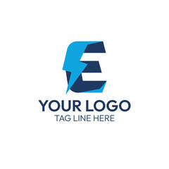 E Letter Logo with Lightning Bolt – Power and Energy Branding