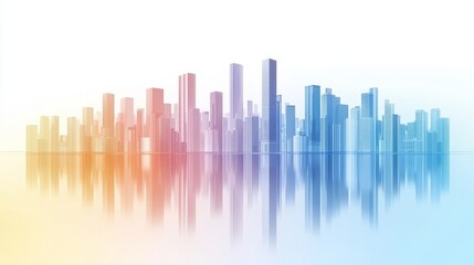 Abstract cityscape background vector, modern urban design with geometric shapes and vibrant colors