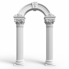 Beautiful white archway adorned with columns creating a stunning visual effect against a soft background