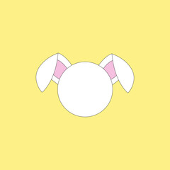 Bunny head vector illustration on yellow background. Animal icon
