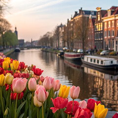 tulips in amsterdam holland