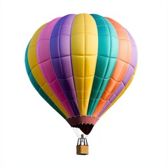 Stunning hot air balloon floating in a clear blue sky providing a scenic view of the surrounding landscape below