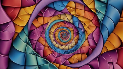Fototapeta premium Colorful Spiral Pattern With Intricate Layers in Vibrant Tones Creating an Abstract Visual Effect