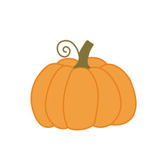 Vegetable pumpkin. Vector. Autumn pumpkin symbol for Halloween or Thanksgiving. Flat design. Orange pumpkin silhouette on white background.