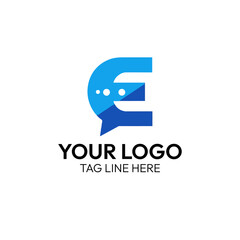 Modern E Letter Chat Logo – Digital Communication and Messaging Icon