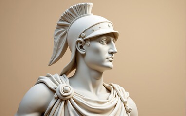 Bust of a Roman Soldier in Helmet and Draped Toga