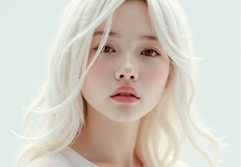 Fototapeta premium Portrait of Young Woman with Platinum Blonde Hair