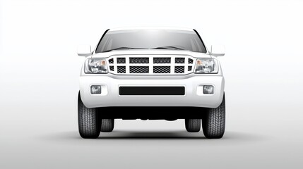 Sleek white pickup truck with bold black grill, a powerful and stylish statement on wheels